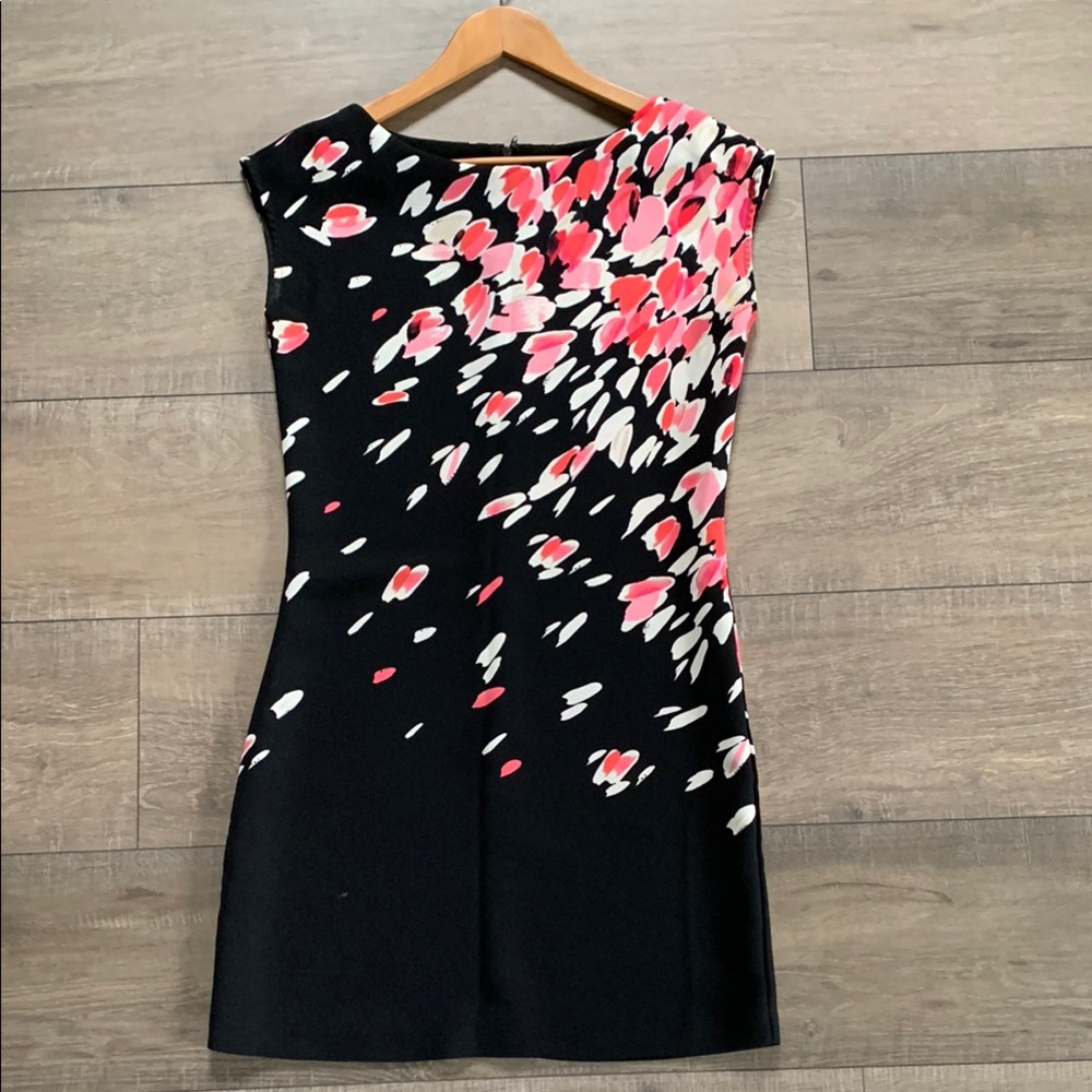 LOFT Pink and White Asymmetrical Sheath Dress